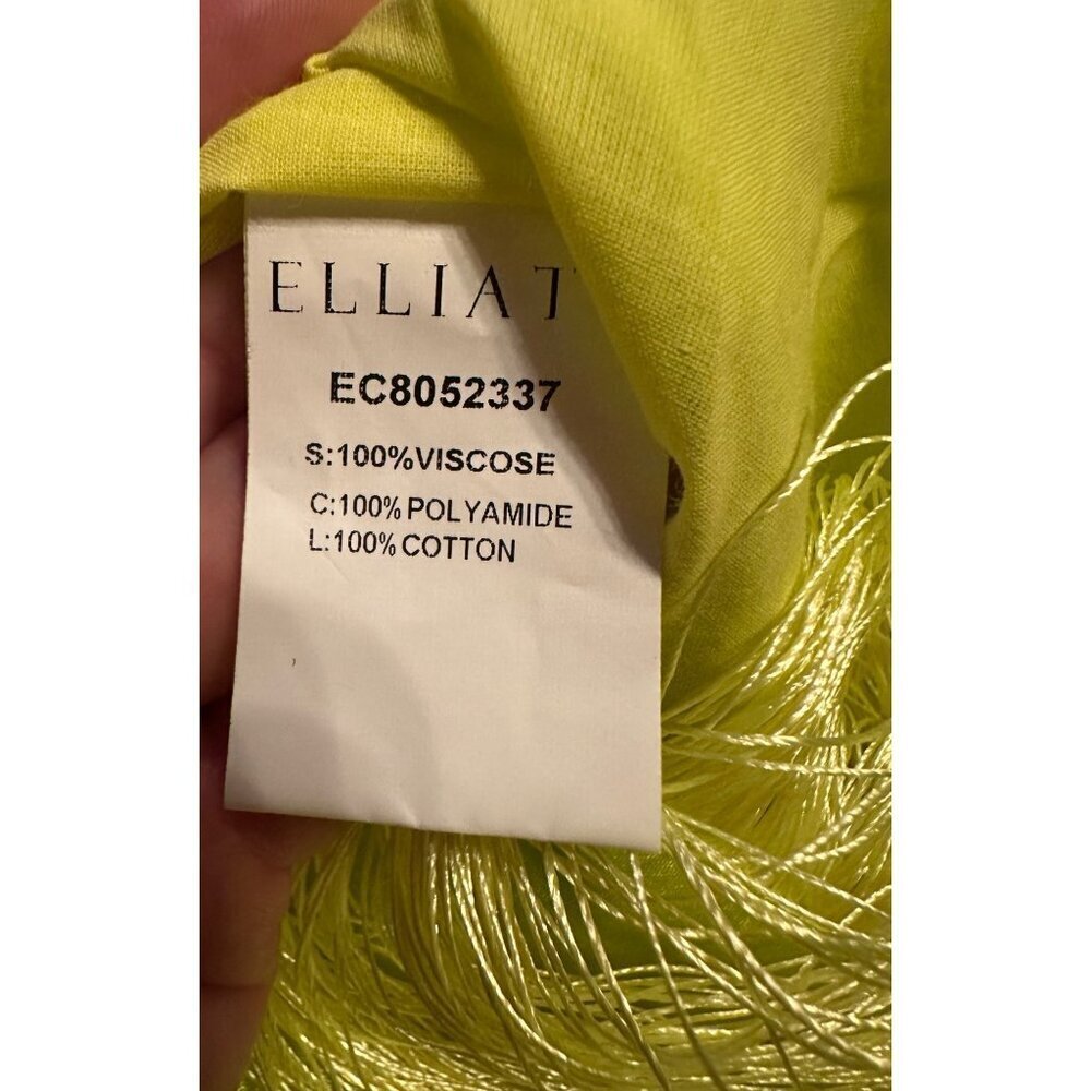 Satin Fringe Cutout XS Elliatt Citrus Leoni Halter Mini Dress In Lime Green - Picture 11 of 13